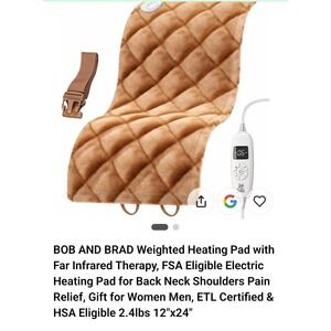 BOB AND BRAD Weighted Heating Pad with Far Infrared Therapy Pain Relief 12"x24"